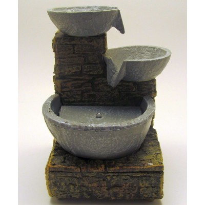 Cascading Bowl Brick LED Fountain With LED lights Dual Power (Resin) New in Box    153116132930